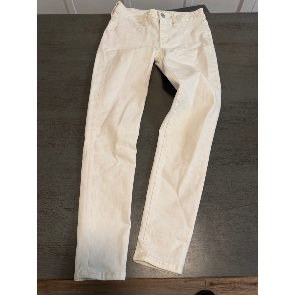 American Eagle Next Level Stretch White Skinny Jeans Womens 6 Short High Rise